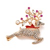 Christmas Alloy Crystal Rhinestone & Plastic Pearl Deer Brooch for Women JEWB-M043-14KCG-1