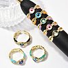 Brass Micro Pave Clear Cubic Zirconia Enamel Cuff Rings for Women RJEW-L113-023G-1