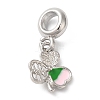 Rack Plating Alloy Green & Pink Enamel European Dangle Charms PALLOY-S189-12P-1