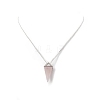 Natural Rose Quartz Geometric Pendant Necklace NJEW-JN04239-01-4