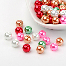 Christmas Mix Pearlized Glass Pearl Beads HY-X006-8mm-05