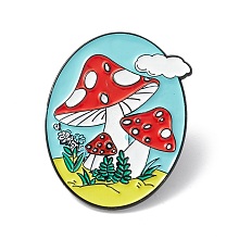Oval with Mushroom Enamel Pin ENAM-B046-19