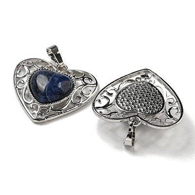 Natural Sodalite Peach Love Heart Pendants G-G158-01P-1