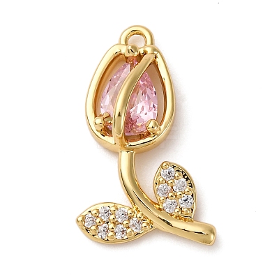 Brass Micro Pave Cubic Zirconia Pendants KK-I276-04G-04B-1