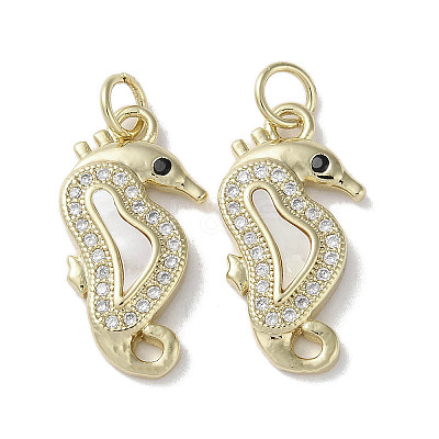 Brass Micro Pave Cubic Zirconia Pendants KK-G485-27B-G-1