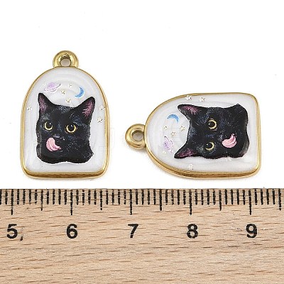 Printed 304 Stainless Steel Enamel Pendants SA-CBA1ED9-16G-03-1