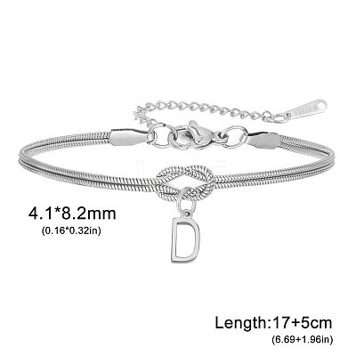304 Stainless Steel Initial Charm Bracelets FS-WGD8E41-13-1