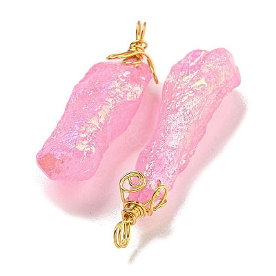Electroplated Raw Rough Natural Quartz Crystal Big Pendants G-A229-02G-05-1