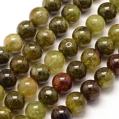 Natural Green Garnet Beads Strands G-G661-10mm-1