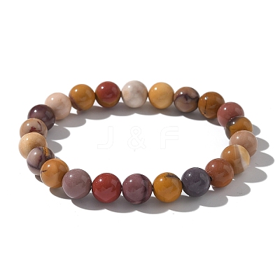 Natural Mookaite Beaded Stretch Bracelets BJEW-Q692-52-8mm-1