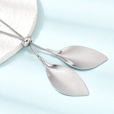 Adjustable 304 Stainless Steel Leaf Pendant Lariat Necklaces for Women SA-CBAB727-03P-1