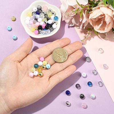 350Pcs 7 Colors Transparent  & Opaque Acrylic Beads MACR-YW0004-79-1