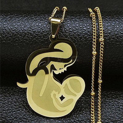201 Stainless Steel Pendant Necklaces NJEW-K253-21G-1