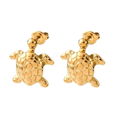 304 Stainless Steel Turtle Stud Earrings EJEW-Z135-02G-02-1