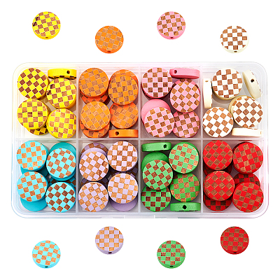 Painted Natural Wood Beads WOOD-FH0001-56-1