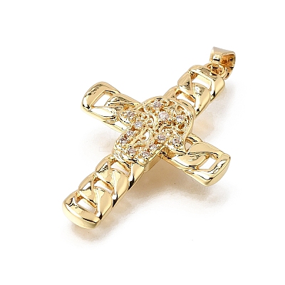 Brass Micro Pave Clear Cubic Zirconia Pendants CU-CBA4BAF-08G-1
