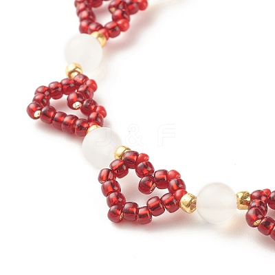 Glass Seed & Natural Agate Beaded Bracelet with Brass Magnetic Clasp BJEW-JB07803-01-1