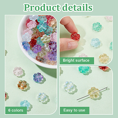 200Pcs 10 Colors Spray Painted Transparent Glass Beads GLAA-PH0003-41-1
