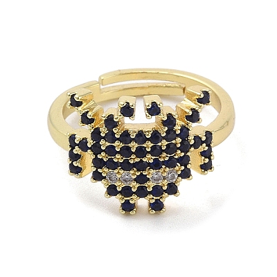 Golden Brass Pave Cubic Zirconia Adjustable Rings RJEW-M170-05G-02-1