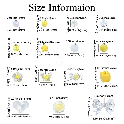 250Pcs 15 Style Yellow Acrylic Beads Set OACR-CJ0001-70-1