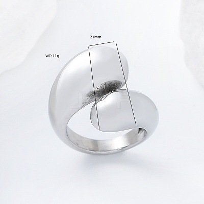 304 Stainless Steel Cuff Open Rings for Women AP0200-2-1