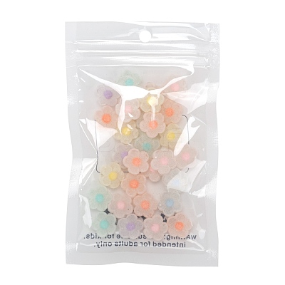 30Pcs Flocky Acrylic Beads MACR-FS0001-07-1