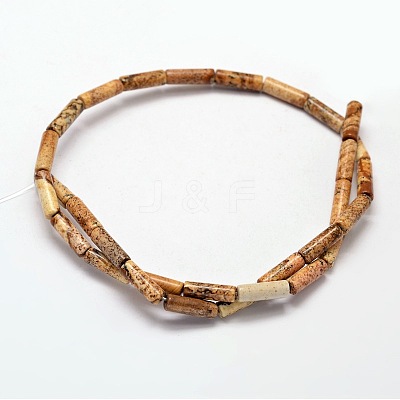 Natural Picture Jasper Column Beads Strands X-G-F247-04-1