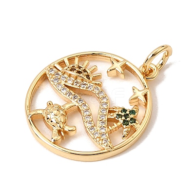 Brass Micro Pave Green Cubic Zirconia Pendants CU-CBA6344-06G-1