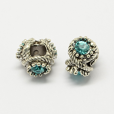 Alloy Rhinestone European Beads MPDL-R036-10-1