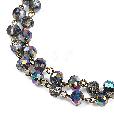 Handmade Electroplate Glass Faceted Rondelle Beads Chains for Necklaces Bracelets Making AJEW-JB00145-01-1