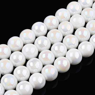 Electroplate Opaque Glass Beads Strands X-GLAA-T032-P8mm-AB02-1