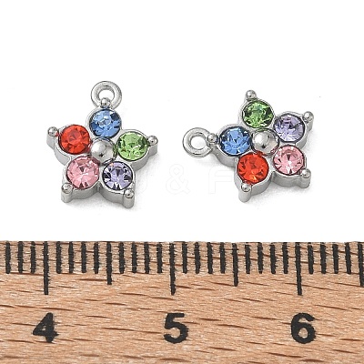 304 Stainless Steel with Rhinestone Pendants SA-CBA49D2-08P-01-1