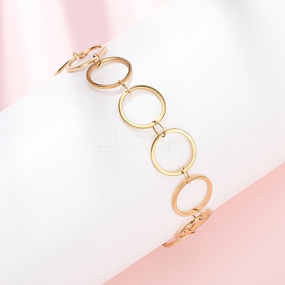304 Stainless Steel Ring Link Chain Bracelets BJEW-P373-02D-G-1