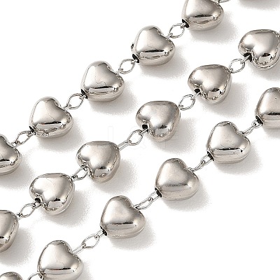 Brass Heart Link Chains KK-P351-01P-1