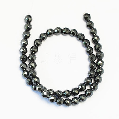 Non-magnetic Synthetic Hematite Beads Strands G-S086-8mm-1