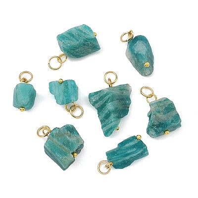 Raw Rough Natural Amazonite Pendants PALLOY-JF05880-1