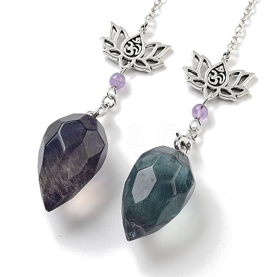 Natural Fluorite Teardrop Dowsing Pendulums G-K338-11P-03-1