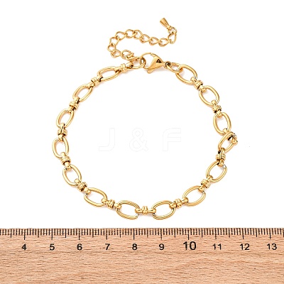 304 Stainless Steel Oval Link Chain Anklets AJEW-A057-06G-1