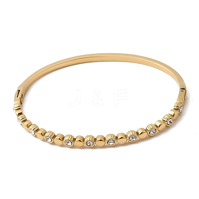 304 Stainless Steel Rhinestone Hinged Bangles for Women BJEW-B168-03C-G-1