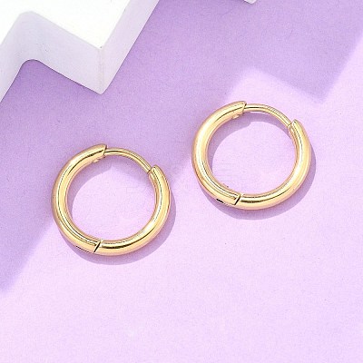 Ion Plating(IP) 304 Stainless Steel Huggie Hoop Earrings X-EJEW-F111A-14mm-G-1