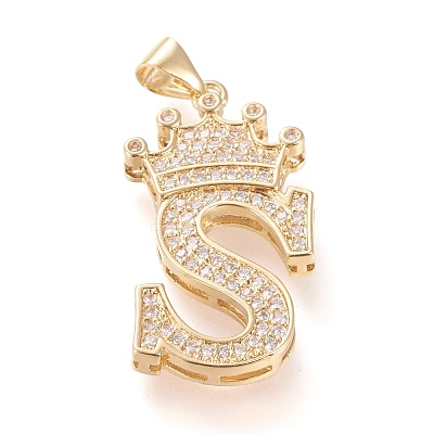 Brass Micro Pave Cubic Zirconia Pendants KK-R138-002S-1