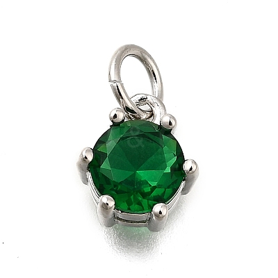Brass Pave Cubic Zirconia Pendants KK-V002-23P-06-1