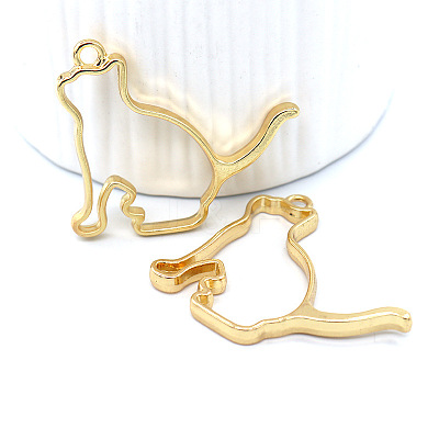 Alloy Open Back Bezel Cat Shape Pendants PW-WG43266-01-1