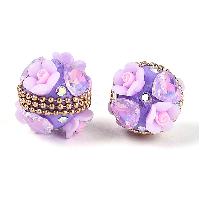 Handmade Polymer Clay Rhinestone Indonesia Beads CLAY-N015-07-1