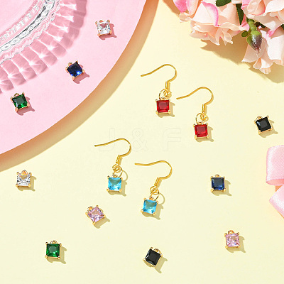 14Pcs 7 Colors Brass Micro Pave Cubic Zirconia Pendants KK-SC0006-65-1