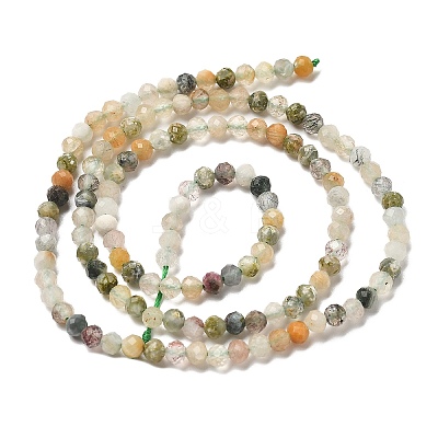Natural Green Rutilated Quartz Beads Strands G-RM241221-B22-1