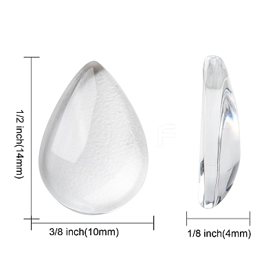 Transparent Teardrop Glass Cabochons GGLA-R024-14x10-1