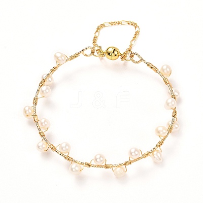 Natural Pearl Braided Bangle for Girl Women BJEW-JB06830-02-1