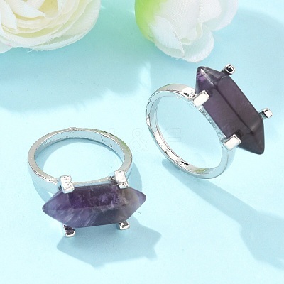 Natural Amethyst Finger Rings RJEW-P121-A02-1