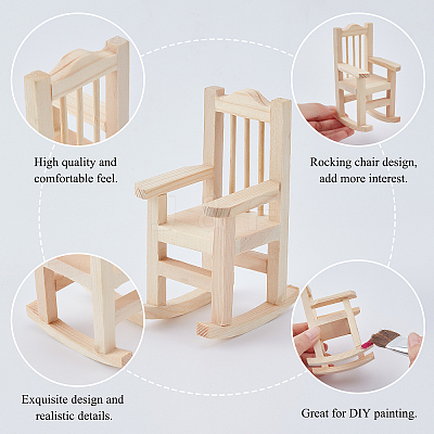 4Pcs 2 Style Natural Pine Wood Home Decorations DJEW-PH0001-09-1
